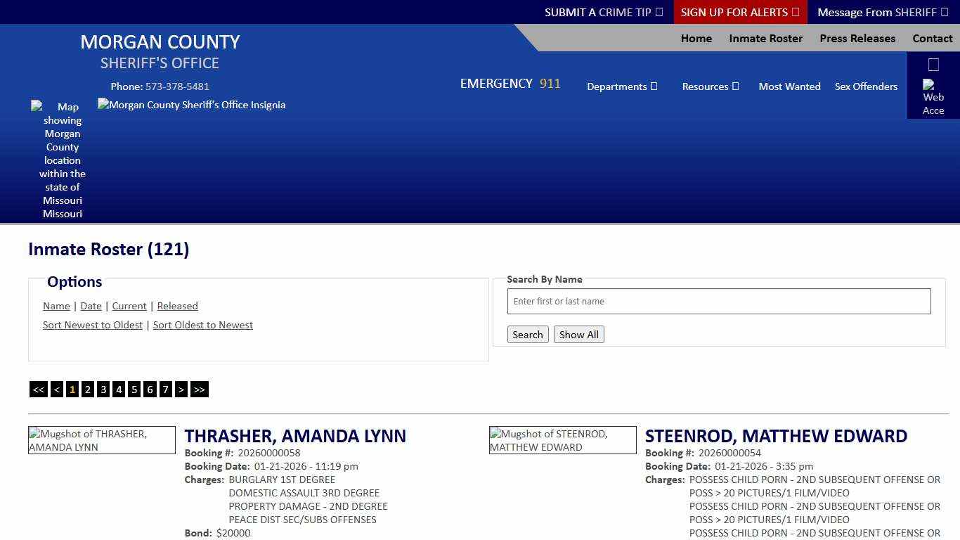 Inmate Roster - Current Inmates Booking Date Descending - Morgan County Sheriff MO