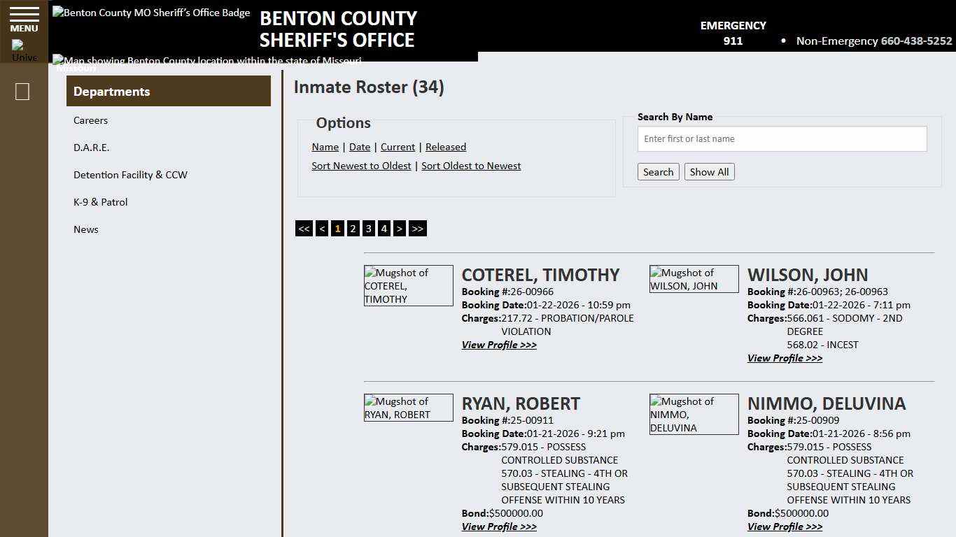 Inmate Roster - Current Inmates Booking Date Descending - Benton County MO Sheriff’s Office
